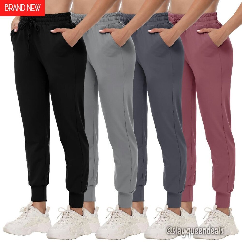 4 Pack Women's Joggers Sweatpants Lightweight Comfy Yoga Pants with Pockets - Picture 1 of 8